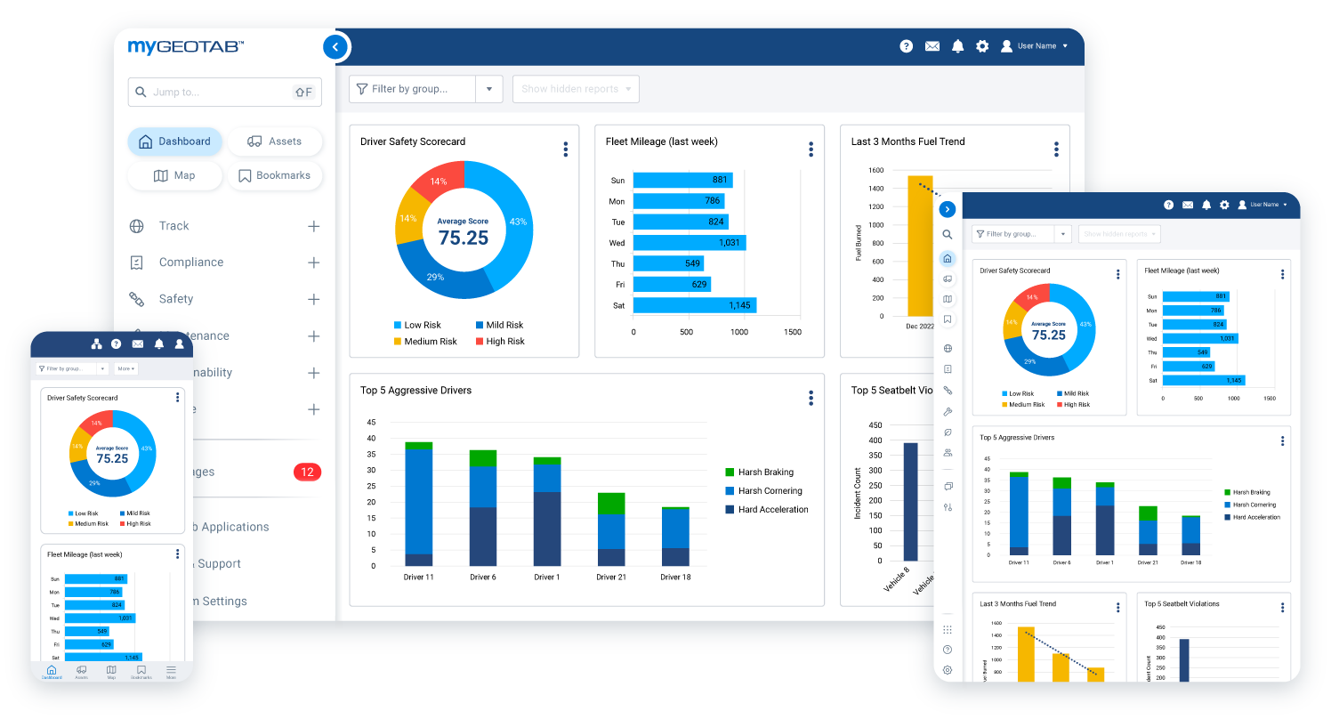 mygeotab dashboard end to end solution ui